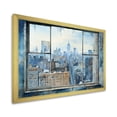 thumbnail image 2 of Designart "Urbanscape View of Vintage NYC from Window I" Cityscapes Framed Wall Art Decor - Industrial Blue New York City Hallway Framed Wall Art Decor, 2 of 6