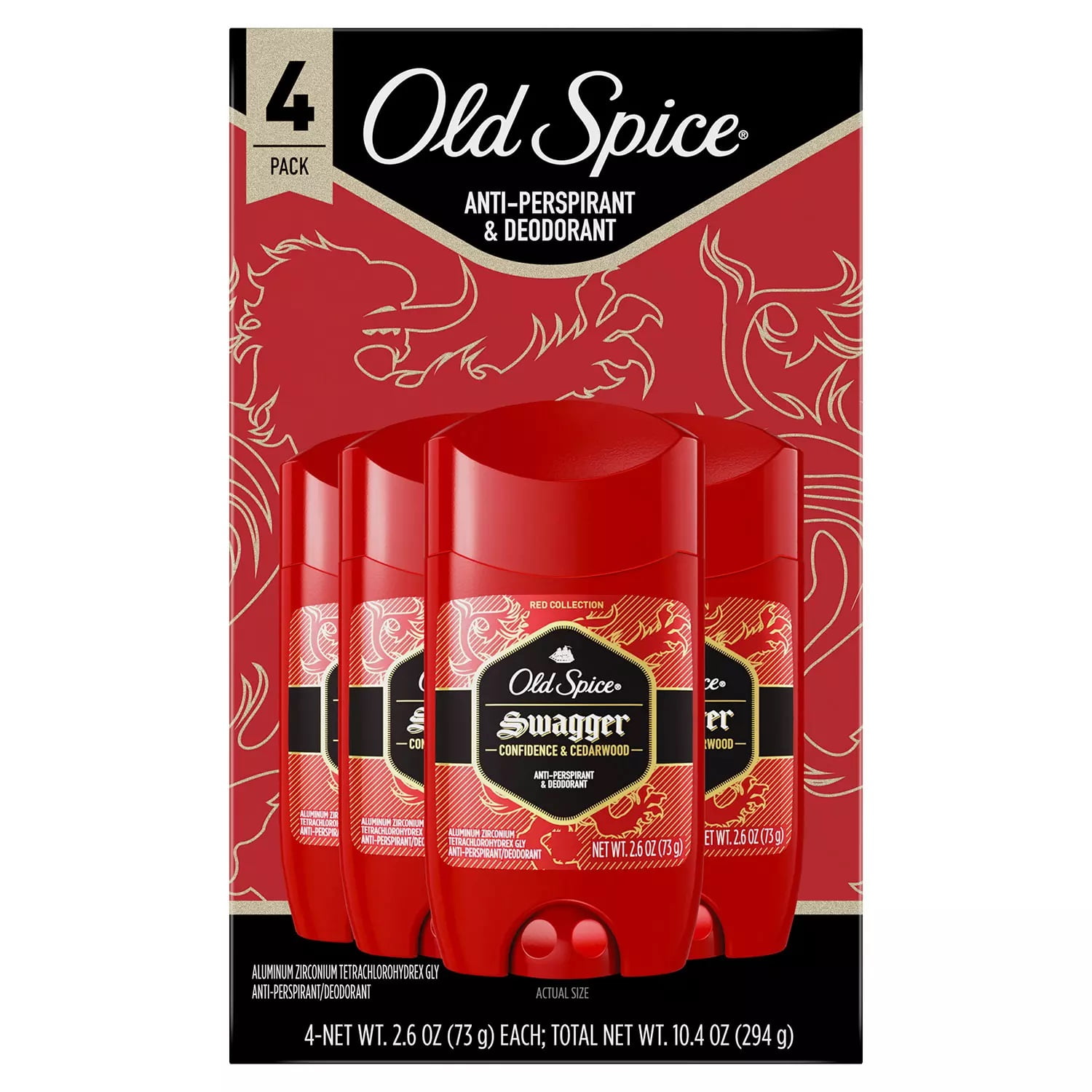 4 Pack Old Spice Swagger Solid Antiperspirant Deodorant for Men 2.6 oz