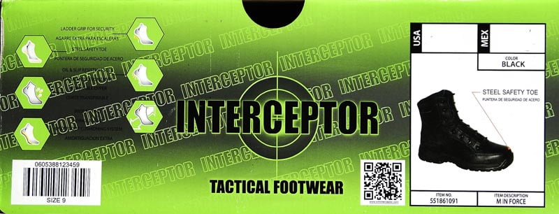 Interceptor Men's Force Tactical Steel-Toe Work Boots, Black Leather