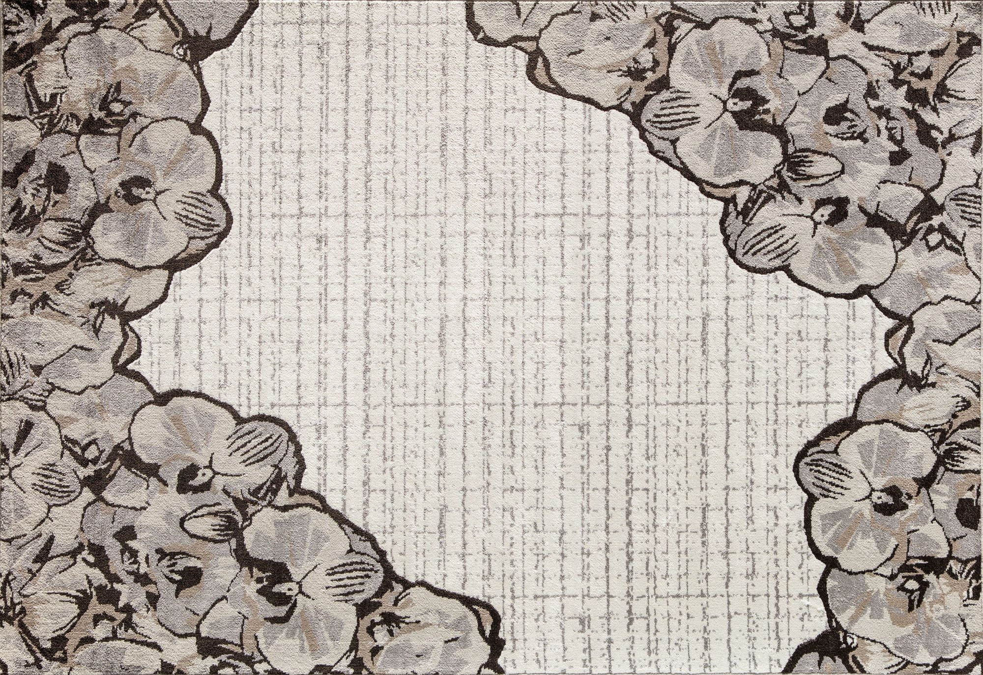 Elizabeth Sutton VE65A Over The Moon Floral Modern Cream Area Rug, 2'0" x 4'0"