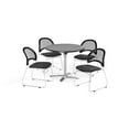thumbnail image 4 of OFM Multi‑Use Break Room Package, Round Flip-Top Table with Four Moon Stack Chairs, 42 Inch, Gray Nebula Finish with Black Seats, 4 of 5