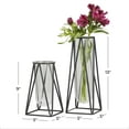thumbnail image 4 of DecMode 13", 9"H Geometric Tube Black Glass Vase with Metal Stand, Set of 2, 4 of 11