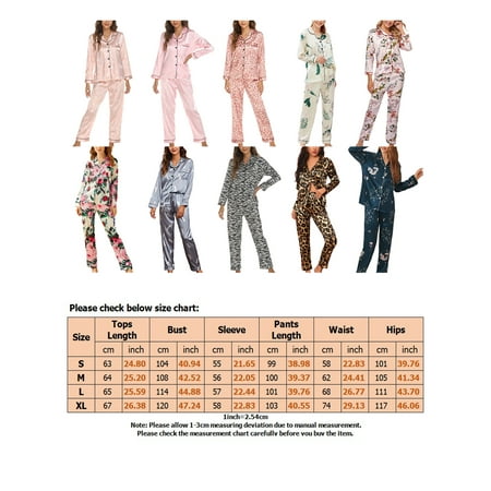 

Lumento Women Long Sleeve Pajama Set Floral Print Button Down Shirt and Pants Sleepwear Loungewear