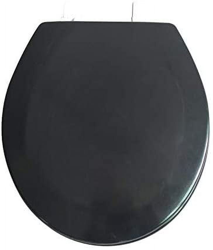 J&V Textiles Round Wooden Toilet Seat With Beveled Edge Black