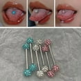 thumbnail image 2 of GKNET Cool Girl Removable Ball Tongue Staples Stud Sexy Body Piercing Fashion Jewelry-Pink-1.2cm, 2 of 9