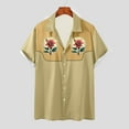thumbnail image 2 of DDAPJ pyju Mens Button Down Shirts Vintage Print Bowling Shirts Casual Short Sleeve Shirts Striped Hawaiian Beach Shirt Tops Limited Time Sales of Today Multicolor XL, 2 of 6