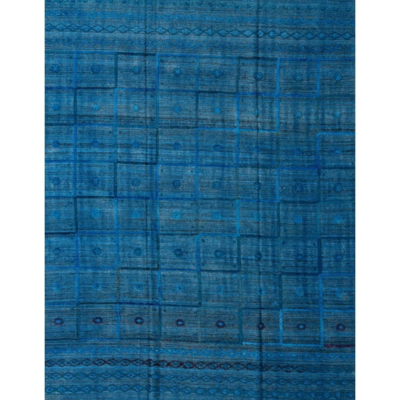 Ahgly Company Machine Washable Indoor Rectangle Abstract Blueberry Blue Area Rugs, 5' x 8'