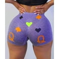 thumbnail image 1 of Multitrust Women Elastic Waist Funny Print Sport Shorts High Waisted Running Yoga Gym Workout Short Pants, 1 of 2