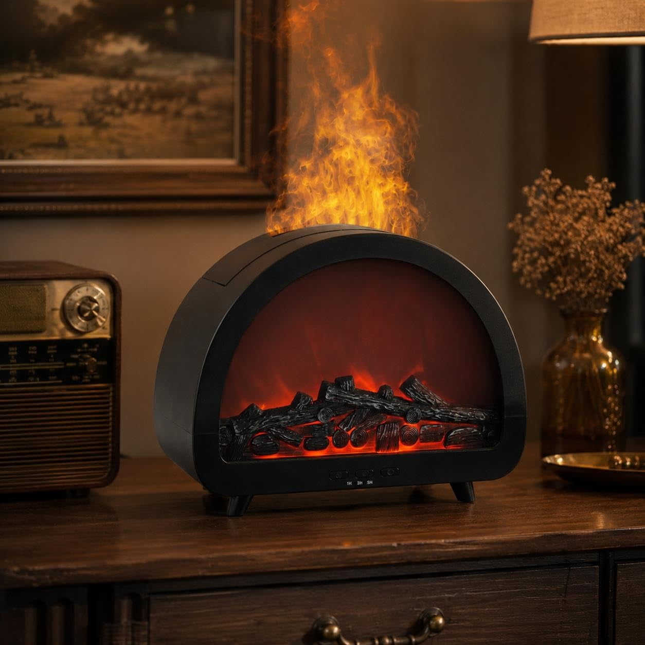 Fireplace Essential Oil Diffuser, Colorful Flame Mist Humidifier, Flameless Aromatherapy Scent Machine for Home Room Decor