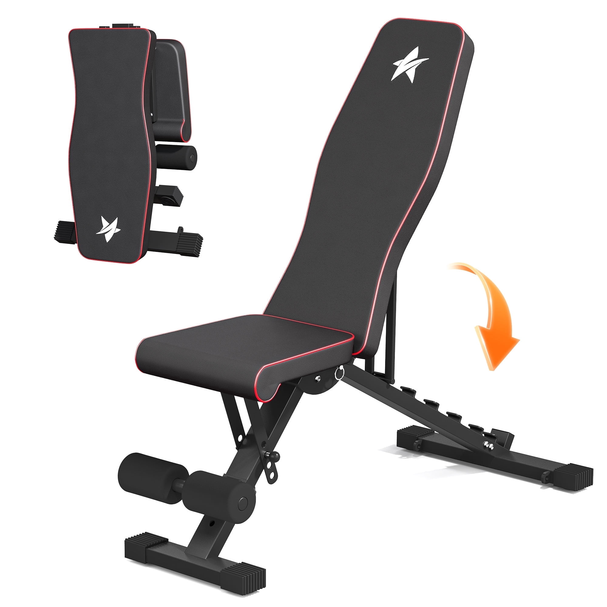 FASTES 7-Position Adjustable Weight Bench, Foldable Workout Bench Press for Full Body Strength Training in Home Gym, 600lbs Capacity, Fits up to 6'2"