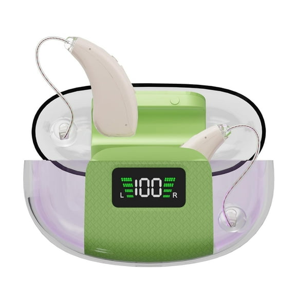 Hearing Aids for Seniors and Adults - Rechargeable Hearing Amplifiers with Noise Canceling Invisible Hearing Aid With Portable Charging Case and Button Volume Control