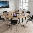 thumbnail image 5 of 4 Pcs Folding Conference Table with Wheels,47.2in Flip-Top Conference Tables,Mobile Training Table for 2-12 Person,Trapezoid Design,for Classrooms & School Office Spaces(Oak), 5 of 8