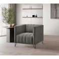 thumbnail image 4 of Home Design Kurtis Square Arm Chair with Tufted Velvet Upholstery and Gold Metal Legs, Flared Arms, Modern Living Room Seating, Gray, 4 of 7