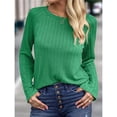 thumbnail image 4 of Camisetas de Larga para Mujer, Ropa de Moda de Otoño, Tops Modernos, Camiseta Básica de Punto con Cuello Redondo Verde Brillante M, 4 of 10