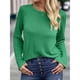 thumbnail image 4 of Camisetas de Larga para Mujer, Ropa de Moda de Otoño, Tops Modernos, Camiseta Básica de Punto con Cuello Redondo Verde Brillante S, 4 of 10