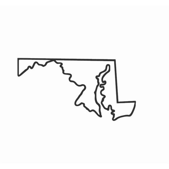 State Map Outline Maryland Vinyl Decal Sticker UV & Waterproof Bumper Window Laptop Automotive Water Bottle Gift accessories – BLACK 5"