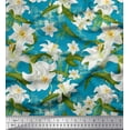 thumbnail image 1 of Soimoi Modal Satin Fabric Leaves & Lily Floral Decor Fabric Printed Yard 42 Inch Wide, 1 of 3