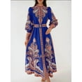 thumbnail image 5 of Printed Long Sleeve Maxi Dress with Belt, 5 of 6
