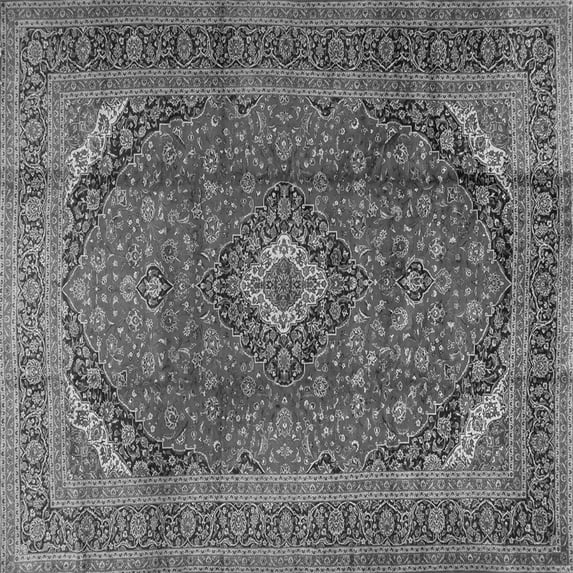 Ahgly Company Indoor Square Medallion Gray Traditional Area Rugs, 3' Square