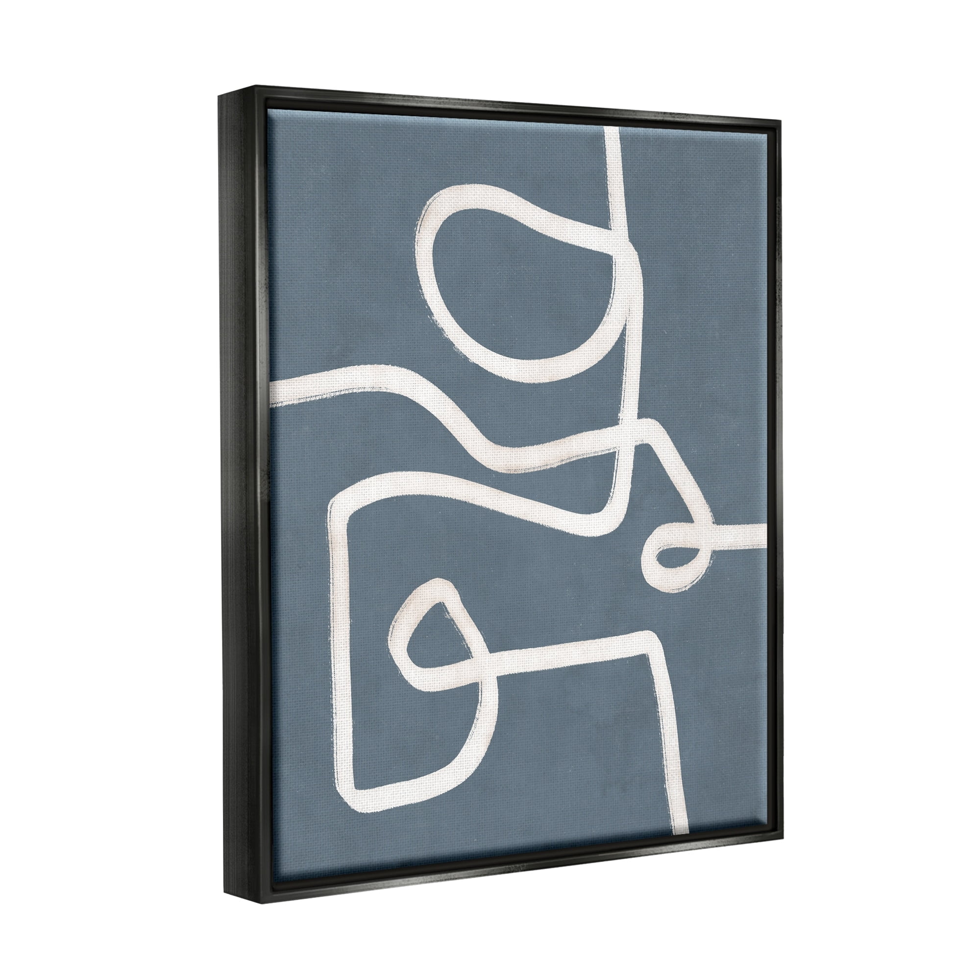 Stupell Industries Abstract Squiggle Shape Contemporary Paint Stroke Design Graphic Art Metallic Gold Floating Framed Canvas Print Wall Art, Design by Nina Blue