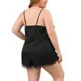 thumbnail image 7 of Agnes Orinda Women's Plus Lace Panel Sleeveless Cami Elastic Waist Shorts Pajama Sets, 7 of 7
