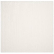 SAFAVIEH Santa Monica Chelsey Solid Shag Area Rug, White, 3' x 3' Square
