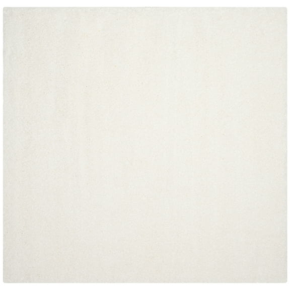 SAFAVIEH Santa Monica Chelsey Solid Shag Area Rug, White, 3' x 3' Square