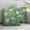 thumbnail image 3 of Nawypu Sage Green Tulip Throw Pillow Covers Rustic Transparent Tulip Floral Pattern Cushion Decorative Satin Pillowcases for Bedroom Living Room Sofa Home,, 3 of 5