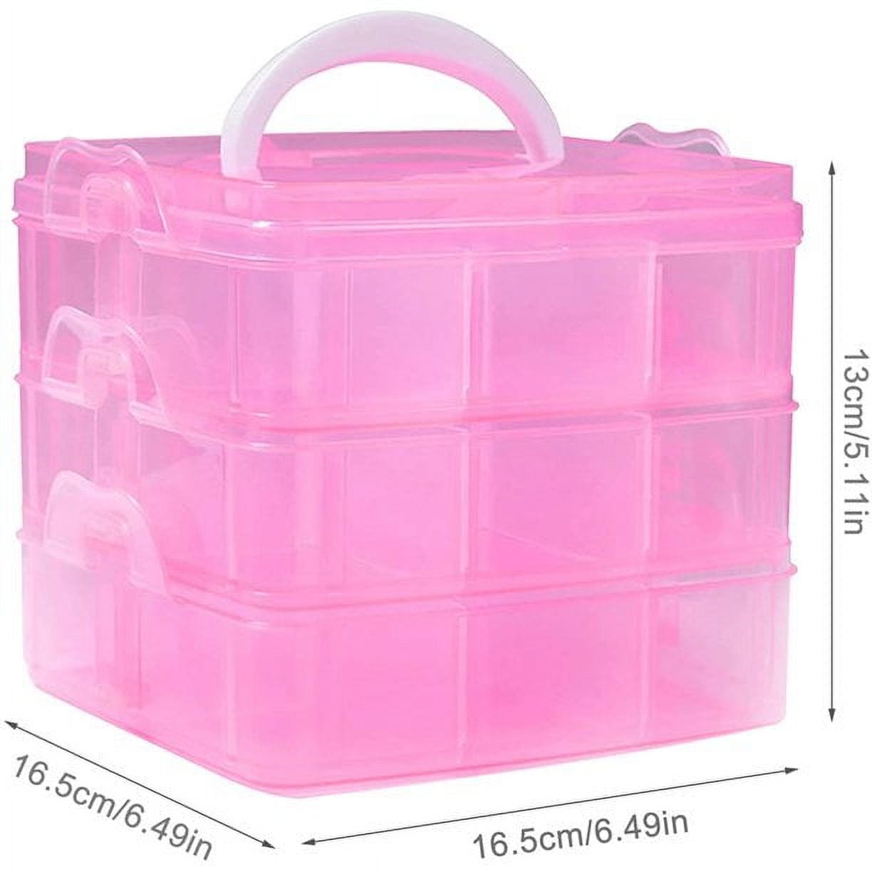  Beoccudo Pink Craft Box Art Box 3 Layers Plastic
