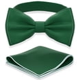 thumbnail image 1 of Men's Green Bow Tie with Handkerchief Set Pre-Tied Style Formal Satin Classic Bowtie for Tuxedo Faux Silk, by Adam Young (Large, Juniper), 1 of 5