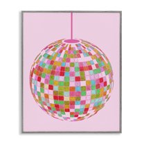 Stupell Industries Bold Patterned Disco Ball Performing Arts Painting Gray Framed Art Print Wall Art, 24 x 30