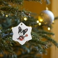 thumbnail image 7 of 3drose, Funny Cute Boston Terrier Puppy Dog Is Playing the Guitar, 3 inch Snowflake Porcelain Ornament, 7 of 7