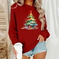 thumbnail image 2 of Enjoytime Womens Oversized Sweatshirt Printed Crewneck Pullover Long Sleeve Tops Casual Xmas Holiday Fall Winter Clothing Wine M, 2 of 6