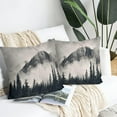 thumbnail image 3 of Misty Mountain Pillow Covers Foggy Tree Forest Nature Landscape Printed Throw Pillows Winter Christmas Square Linen Cushion Case for Home Sofa Couch Bed Outdoor 18x18 Set of 2, 3 of 6