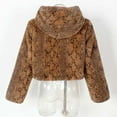 thumbnail image 6 of Women's Fashion Leopard Printed Faux Fur Cropped Coat Full Zip Winter Warm Crop Fleece Jacket with Hood, 6 of 7