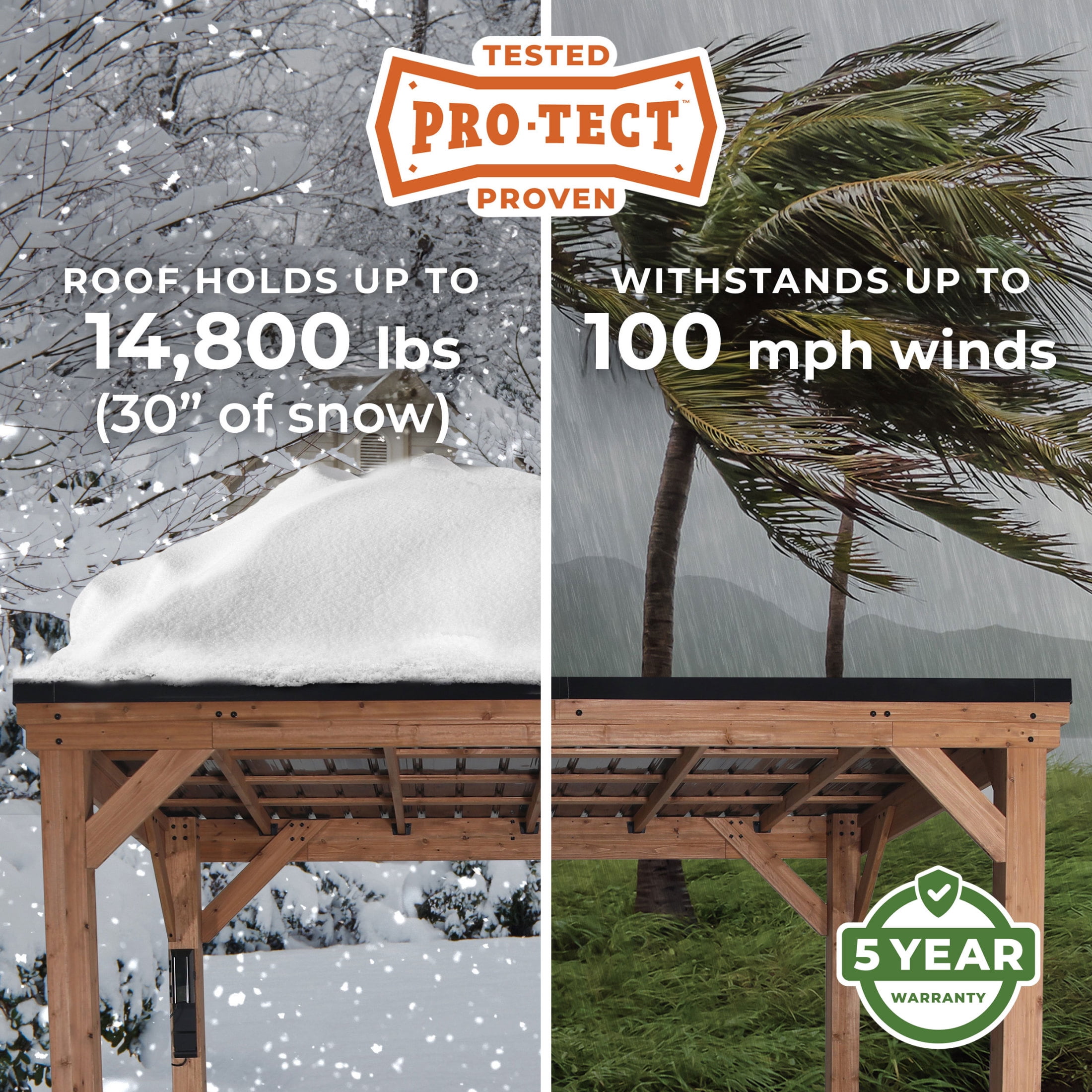 Backyard Discovery Arcadia 24'x12' Cedar Wood Gazebo, Galvanized Steel Roof, PowerPort