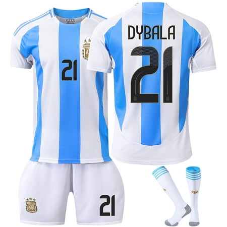 Angsen Mens/Kids 2024-2025 Soccer Game Champion 3 Stars Argentina Fans #21 Dybala Jerseys Football Team Shirts