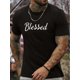 thumbnail image 1 of Camiseta de manga corta para hombre con estampado creativo "Blessed", cuello redondo informal, versátil y cómoda, colección primavera/verano. Para adultos, hombres, mujeres, adolescentes, jóvenes., 1 of 7