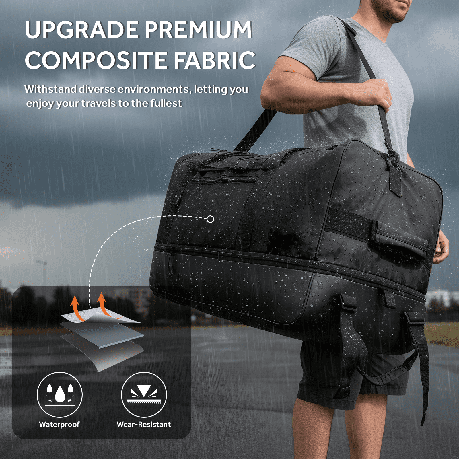 Fegat Foldable Rolling Duffel Bag,30'' Travel Duffel Bag Expandable 100L-120L Heavy Loads Design,Large Waterproof Wheeled Bag for Travel with Straps & Lock