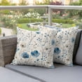 thumbnail image 5 of 2 Pack Outdoor Waterproof Throw Pillow Covers,Blue Flower Pastoral Wildflower Decorative Square Patio Pillowcases for Chair Couch Sofa 16x16in, 5 of 9