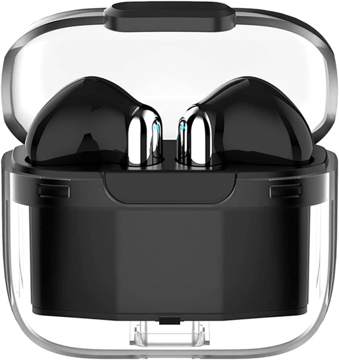 Real Time Language Translator Earbuds, Bluetooth 5.3 Denoise Translator Earphones Support 144 Languages with APP in Transparent Case for Smart Phone, Black