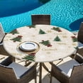 thumbnail image 6 of Christmas Round Tablecloth, Fitted Table Cover with Elastic for 45"-54" Round Tables, Winter Pine Tree Gold White Xmas Snowflakes Table Cloth Outdoor Indoor Dinning Party Waterproof Tablecloths, 6 of 7
