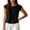 a-144Black32, variant on Womens Cap Sleeve Boat Neck Front Pleated Solid Color Loose Crop Tops Light Summer Office Relaxed Fit Casual Blouses For Ladies Casual Top Black S