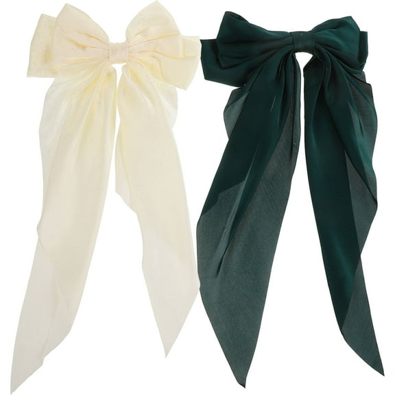 LOLIPPYY 2-Pack Girls Fabric Hair Bows Barrettes for Women, Assorted Colors Hair Accessories