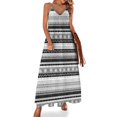 thumbnail image 2 of Robe Rétro à Pois Rayés Noir Blanc Club Maxi Robe Style Rue Boho Plage Longues Robes Printemps Col en V Vêtements Oversize, 2 of 5