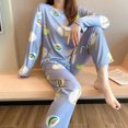 thumbnail image 1 of Pijamas holgados de manga larga para mujer, ropa de dormir informal con diseño de dibujos animados, tienda de fábrica Source, otoño 2024, 1 of 5