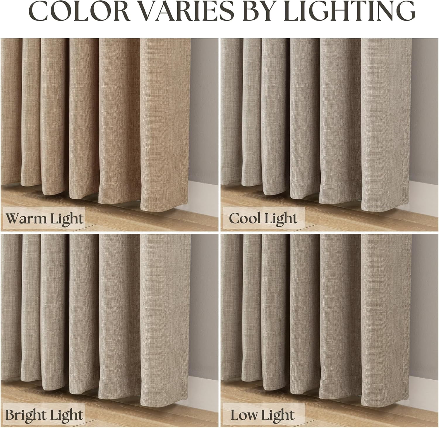 80 Inch Long Taupe Living Room Curtains for Window Treatments Grommet Neutral Farmhouse Style Light Filtering Thick Linen Sheer Bedroom Curtains Drapes 80 Inch Length 2 Panels Set Burlywood Birch