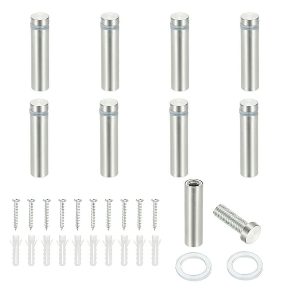 1/2x2" Standoff Screws, 8 Pack Stainless Steel Stand Off Wall Mounts Wall Sign Mounting Hardware Advertising Standoff Nail for Hanging Acrylic Signs Picture Frame, Silver
