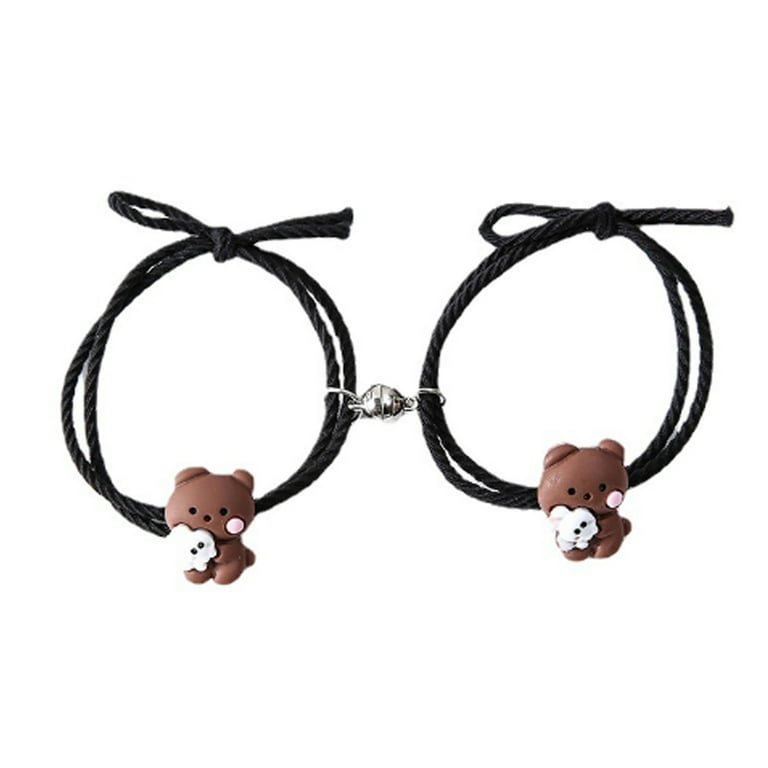 2 Pcs Cute Cartoon Hugging Bear Rabbit Bracelet Set Lucky Presents