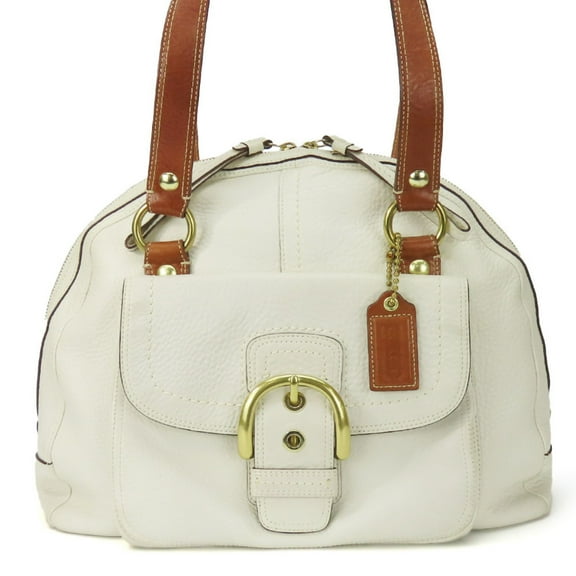 Pre-Owned Coach Tote Bag 11843 Leather White Brown Women's COACH (Fair)